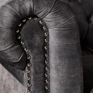 Canapea clasica stil englezesc Chesterfield 3 locuri, gri - Img 2