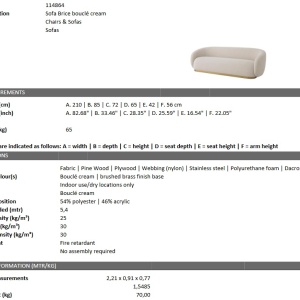 Canapea design LUX Brice boucle crem 114864 HZ - Img 2