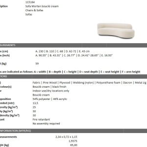 Canapea design LUX Morten, boucle crem 115164 HZ - Img 7
