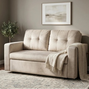 Canapea extensibila, catifea champagne beige, SMART 140cm