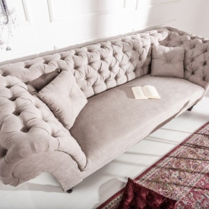 Canapea fixa eleganta Paris Chesterfield greige - Img 3