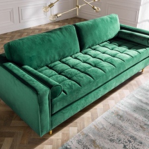 Canapea impozanta Cozy 220cm, catifea verde smarald - Img 3