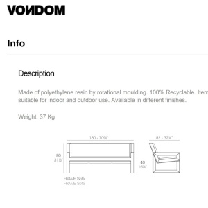 Canapea moderna de exterior / interior design premium FRAME SOFA 54095 Vondom - Img 8