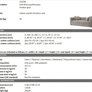 Canapea moderna design LUX Breva, Pavilion grey - Img 2