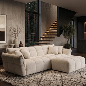 Canapea XXL CLOUD 260cm, material boucle bej