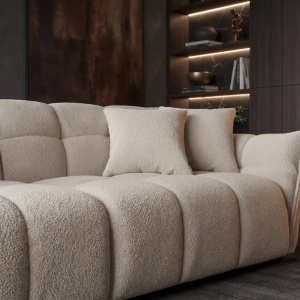 Canapea XXL CLOUD 260cm, material boucle champagne greige - Img 8