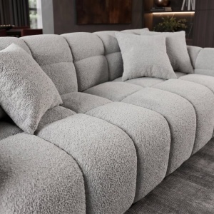 Canapea XXL CLOUD 260cm, material boucle gri - Img 6