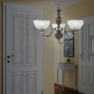 Candelabru 3 brate design italian din alama cu lemn 3610