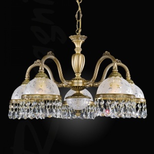 Candelabru 5 brate design clasic realizat manual din alama si Cristal Scholer 6200 105254 universul-luminii.ro