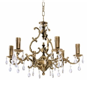 Candelabru 6 brate din alama si cristal Venezia - Img 2