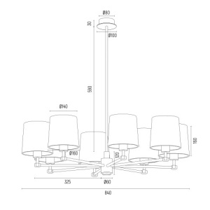 Candelabru 8 brate modern PRINCETON 226494 universul-luminii.ro