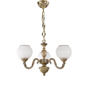 Candelabru clasic design italian din alama, sticla 9250 RA-L. 9250/3