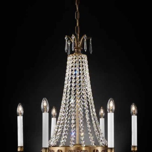 Candelabru clasic din alama decorat cu cristale Asfour Empire dia 62cm, antique brass 95144 universul-luminii.ro