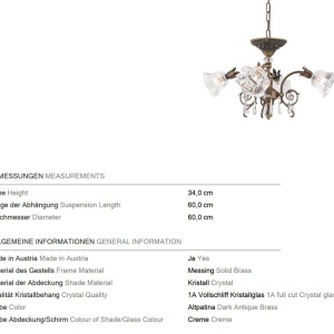 Candelabru cristal design lux LA BOHEME D-60cm 4L old patina 239444 universul-luminii.ro