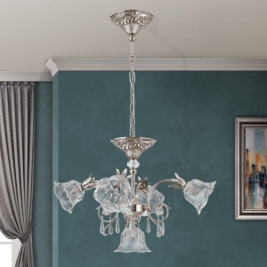 Candelabru cristal design lux LA BOHEME D-60cm 5L antique silver 161474 universul-luminii.ro