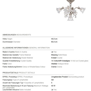 Candelabru cristal design lux LA BOHEME D-60cm 5L antique silver 239464 universul-luminii.ro