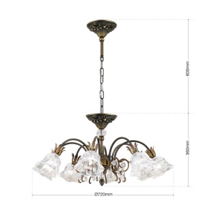 Candelabru cristal design lux LA BOHEME D-72cm 8L old patina 239544 universul-luminii.ro