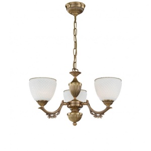 Candelabru cu 3 brate clasic design italian din alama si sticla 8651 RA-L. 8651/3