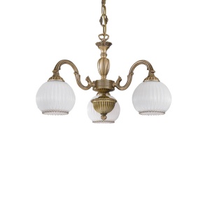 Candelabru cu 3 brate clasic design italian din alama, sticla 9200 RA-L. 9200/3 102434 universul-luminii.ro
