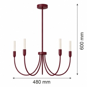 Candelabru cu 5 brate AUGUSTINE burgundy - Img 4
