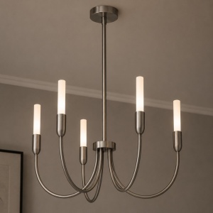 Candelabru cu 5 brate AUGUSTINE nickel/alb - Img 2