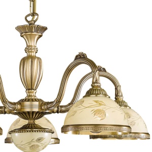 Candelabru cu 5 brate din alama cu sticla decorata design italian 6208 101664 universul-luminii.ro