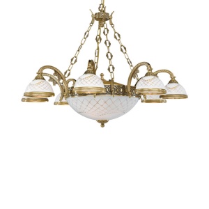 Candelabru cu 8 brate clasic design italian din alama, sticla 7002 RA-L. 7002/8+3 102294 universul-luminii.ro