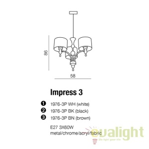 Candelabru design elegant Impress 3 Black 176114 universul-luminii.ro