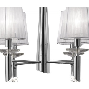 Candelabru elegant cu 4 brate Tiffany crom/ abajur alb 130664 universul-luminii.ro
