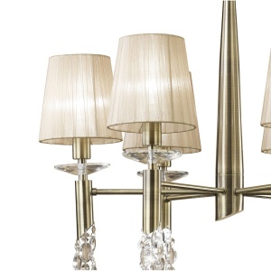 Candelabru elegant cu 6 brate Tiffany alama antique/ abajur soft bronz 219834 universul-luminii.ro