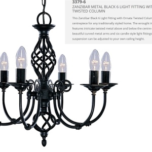 Candelabru elegant stil clasic Zanzibar negru 6L 3379-6 SRT - Img 2