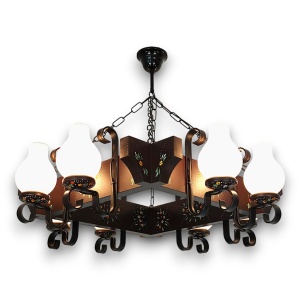 Candelabru fabricat manual din lemn pictat Queen 8L 151164 universul-luminii.ro