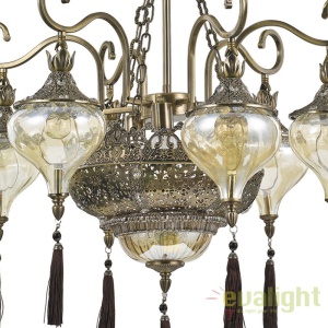 Candelabru LUX design clasic cu 6 brate, din alama finisaj antichizat, HAREM SP9 116006 61924 universul-luminii.ro