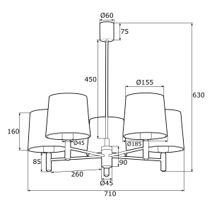 Candelabru modern design elegant PONTE 5L roz 102934 universul-luminii.ro