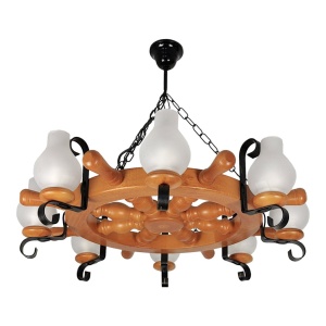 Candelabru rustic fabricat manual din lemn 8 brate Timona WOOD-TI-SP8D50 178084 universul-luminii.ro