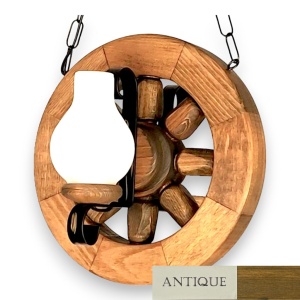 Candelabru rustic fabricat manual din lemn diam.30cm, 2 brate Roata WOOD-RO-SP2D30 178014 universul-luminii.ro