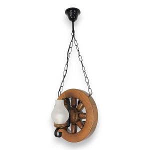 Candelabru rustic fabricat manual din lemn diam.30cm, 2 brate Roata WOOD-RO-SP2D30 178024 universul-luminii.ro