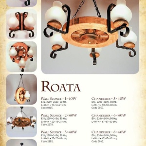Candelabru rustic fabricat manual din lemn diam.30cm, 2 brate Roata WOOD-RO-SP2D30 54864 universul-luminii.ro