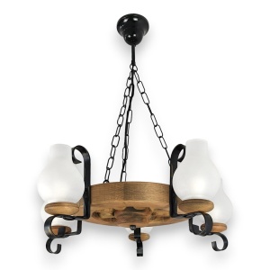 Candelabru rustic fabricat manual din lemn diam.30cm, 5 brate Roata WOOD-RO-SP5D30 178034 universul-luminii.ro
