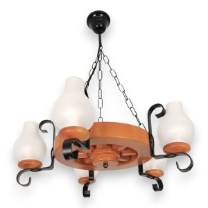 Candelabru rustic fabricat manual din lemn diam.30cm, 5 brate Roata WOOD-RO-SP5D30 577624 universul-luminii.ro
