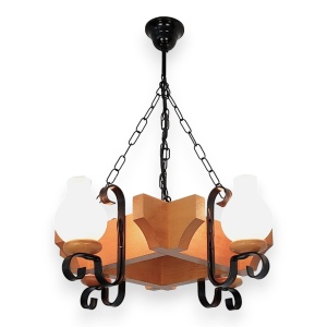 Candelabru rustic fabricat manual din lemn dim.50x50cm, 4 brate Queen WOOD-QU-SP4 177894 universul-luminii.ro