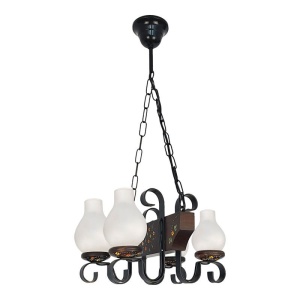 Candelabru rustic fabricat manual din lemn pictat 4 brate Vela 151144 universul-luminii.ro