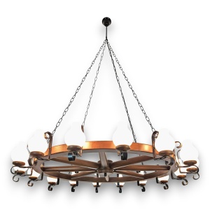 Candelabru rustic fabricat manual din lemn Roata 16L 198834 universul-luminii.ro