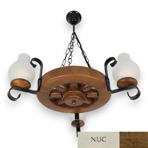 Candelabru rustic fabricat manual din lemn Roata 3L 227134 universul-luminii.ro