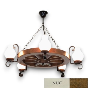 Candelabru rustic fabricat manual din lemn Roata 5L 227154 universul-luminii.ro