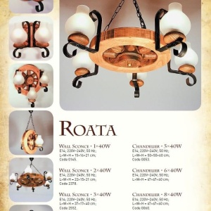 Candelabru rustic fabricat manual din lemn Roata 6L 67844 universul-luminii.ro