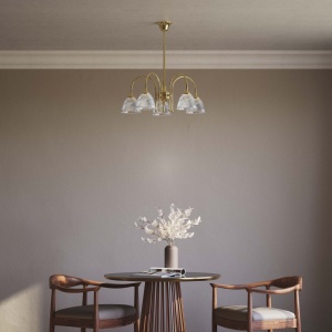 Candelabru stil neoclasic din alama si sticla Elide - Img 15