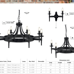 Candelabru stil rustic Cartwheel 5L 2425-5BK SRT - Img 6