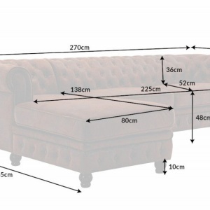 Coltar cu sezlong stanga Chesterfield, maro antic - Img 7
