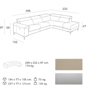Coltar design LUX cu sezlong dreapta, functia relax Serena AC-5320-R - Img 4
